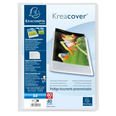 Image of Exacompta Ref. 5748E Pack of 5 Kreacover Chromaline Display Book 40 Smooth Crystal Pockets 80 Views for A4 Size 24 x 32 cm semi Rigid Polypropylene Cover colourless