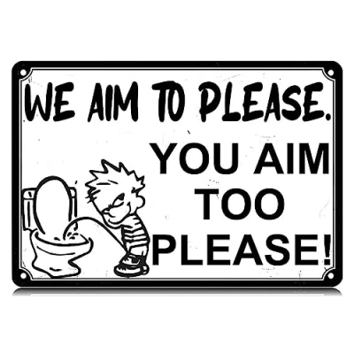 Image of We Aim To Please You Too Metal Tin Wall Art Sign Retro Vintage Poster Decor 8x12 Inches