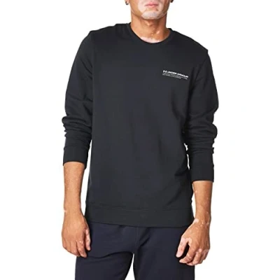 Image of Under Armour Men&#039;s Rival Terry Logo Crew Neck Sweatshirt, (001) Black / Onyx White, M