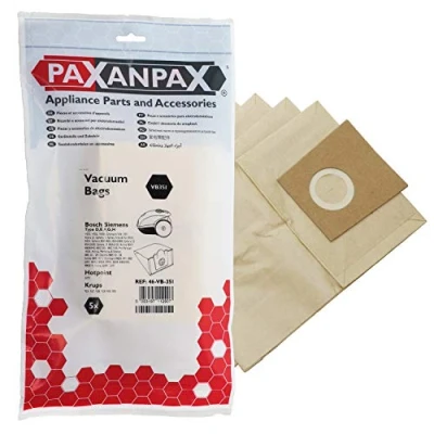 Image of Paxanpax VB351 Compatible Paper Vacuum Bags for Bosch Siemens &#039;Type D,E,F,G,H&#039; Activa, Alpha, Kids &amp; Fun, Super VS Series (Pack of 5), Brown, 0 Decibeles