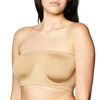 Image of Rhonda Shear Ahh Women&#039;s Angel Seamless Underwire Bandeau Bra Beige X Large