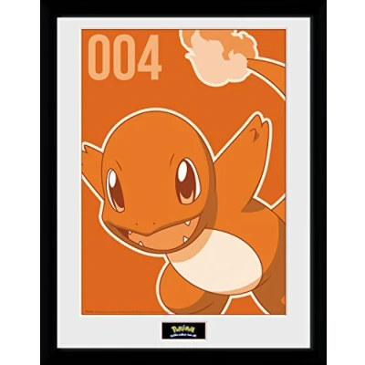 Image of GB eye Pokémon Charmander Mono 30 x 40cm Framed Collector Print