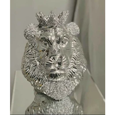 Image of Deenz Crushed Diamond Crystal Jewel Sparkle Ornament Bling Gift Lion King Face With Crown