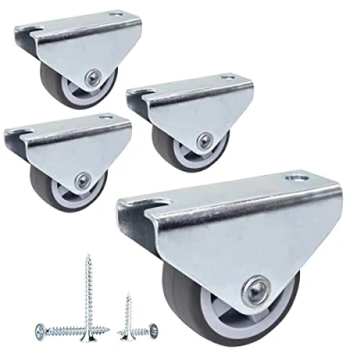 Image of SKIR&#039;CO (Pack of 4 pcs) Small 30 mm Furniture Castors, Rubber Wheels, Non Swivel, Fixed Casters, One Way Direction, Screws Included (4)
