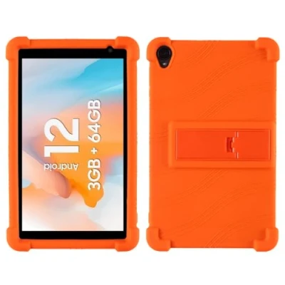 Image of Silicone Case for Blackview Tab 5 8 inch Tablet Case, Kids Friendly Soft Adjustable Stand Cover PC (Orange)