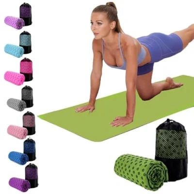 Image of Oaygat Yoga Mat Towel Sweat Absorbent Non slip Blanket 24&quot; x72&quot; Quick drying Hot Cloth Breathable with Mesh Carrying Bag for Bikram, Pilates