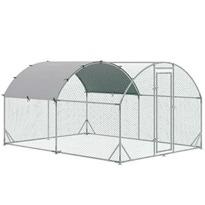 Image of PawHut Walk In Chicken Run Galvanised Coop Hen Poultry House Cage Rabbit Hutch Pet Playpen Garden with Water Resist Cover, 2.8 x 3.8 2m