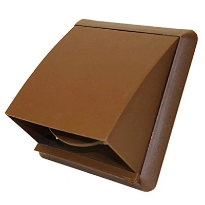 Image of Kair Brown Cowled Outlet Grille 155mm External Dimension Wall Vent with Rectangular 110mm x 54mm Rear Spigot and Wind Baffle Backdraught Shutter