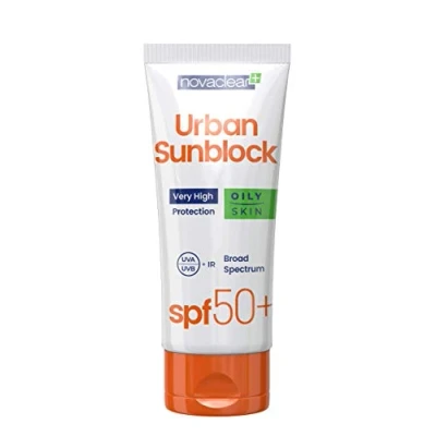 Image of Novaclear Face Cream with SPF 50+ for Oily Skin, against Sunburn, Sunscreen 40 ml, UVA, UVB, IR Rays, High Sun Protection By Equalan Pharma.