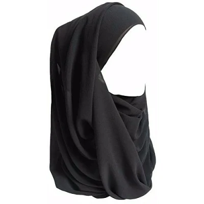Image of KAV Women Plain Elegant Chiffon Head Scarf Hijab Silk Changer and Color Turban Light Large Maxi Hair Wrap Cover for Girls Shawl Piece (Black)