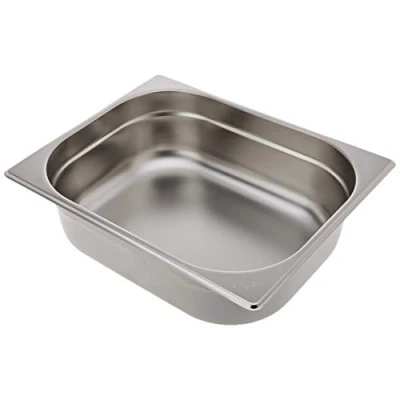 Image of Vogue Gastronorm Pan 1/2, Stainless Steel Tray, Depth: 100 mm, Capacity: 6.2 Litres, Hot and Cold Food Storage Container, Bain Marie Compatible, Lid Sold Separately, K928