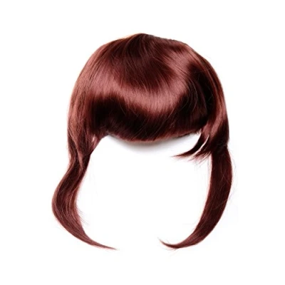 Image of WIG ME UP TYQ055 35 Hair Piece Clip in Bangs Fringe long framing strands for perfect natural fit synthetic fiber red brown auburn