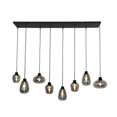 Image of Reflexion Cluster Pendant Ceiling Light Black Matt, Glass Transparent Grey