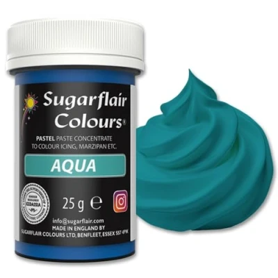 Image of Sugarflair Pastel Aqua Food Colouring Paste Highly Concentrated for Use with Sugarpaste, Modelling Pastes, Fondant, Buttercream, Royal Icing, Cake Mixes and more 25g