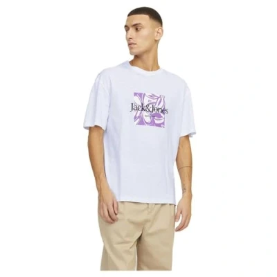 Image of JACK &amp; JONES Men&#039;s Jorlafayette Branding Tee SS Crew Neck T Shirt, Bright White, S