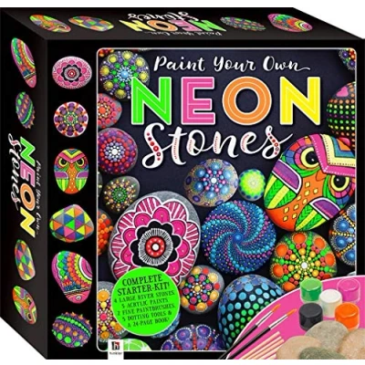 Image of Hinkler Paint Your Own Neon Stones Rock Painting Complete Starter Kit Arts and Crafts for Everyone Gift Art Lovers Includes Stones, Acrylic More