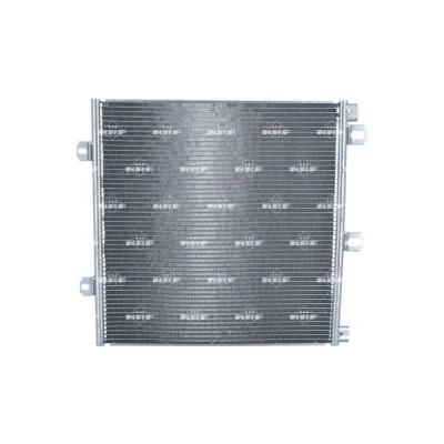 Image of 46551216, 7567061, 7757775 Engine radiator NRF 58742 Aluminium 580mm 248mm 34mm with pipe Mechanically jointed cooling fins FIAT: Panda I Hatchback
