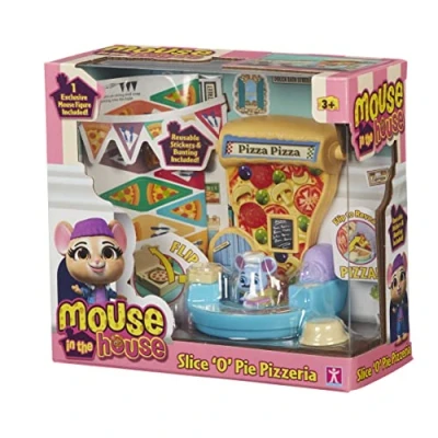 Image of Character Options 07392 Millie &amp; Friends Mouse in Slice &#039;O Pie Pizzeria, Collectable Toys, Playset, Imaginative Play, Gift for 3 7 Year Old,Blue