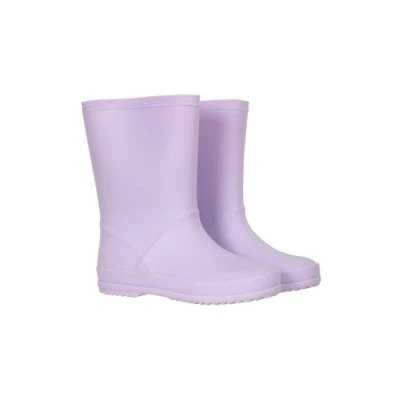 Image of Mountain Warehouse Plain Kids Wellies Waterproof, Soft Jersey Lined Wellington Boots with Gripped Sole for Boys &amp; Girls Spring Summer, Rain, School, Outdoors Lilac Shoe Size 7 UK