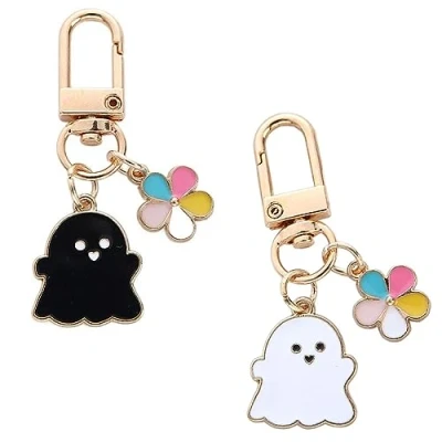 Image of NISCAYA 2Pcs Cute Ghost Keychain Funny Cartoon Flower Key Rings Chain Gifts for Party Men Women Bag Pendant DIY Jewelry Accessories