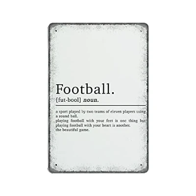 Image of Dreacoss Football Tin Signs Boys Bedroom Wall Art Gifts Retro Funny Metal Sign Vintage Poster for Kitchen Garden Bathroom Farm Home Coffee Decor Sign, 20x30 cm