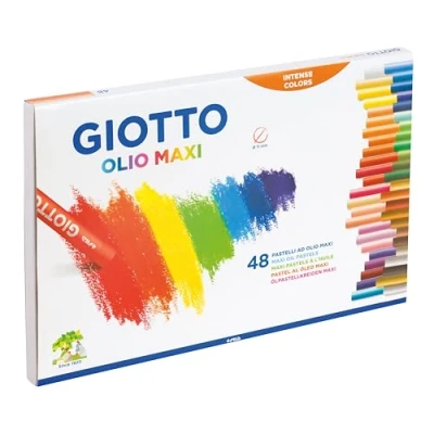 Image of GIOTTO Olio Maxi Oil Pastel Set for Children, 48 Assorted Colours, Large Kids Artist Pastels, Ideal Home and Schools