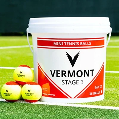 Image of Vermont Mini Red Tennis Balls [36 Ball Bucket] Stage 3 ITF Approved