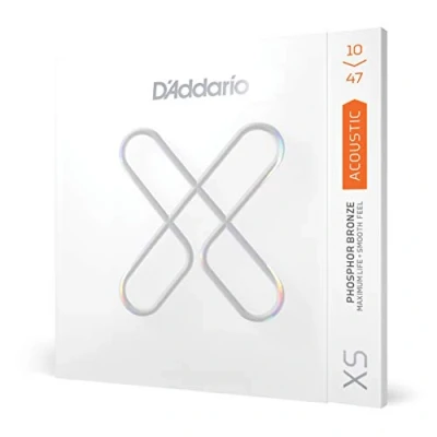 Image of D&#039;Addario Guitar Strings XS Phosphor Bronze Coated Acoustic XSAPB1047 Greater Break Strength with Tuning Stability For 6 String Guitars 10 47 Extra Light