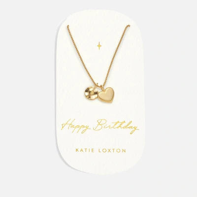 Image of Katie Loxton Carded Happy Birthday Gold Plated Charm Necklace