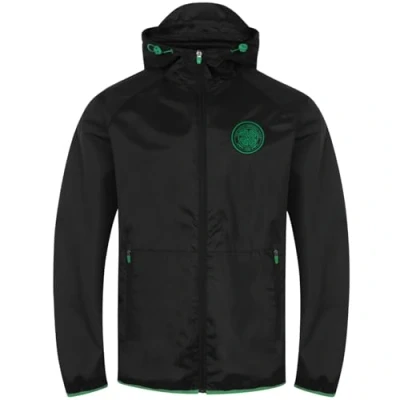 Image of Celtic FC Official Gift Mens Shower Jacket Windbreaker Black Green Medium