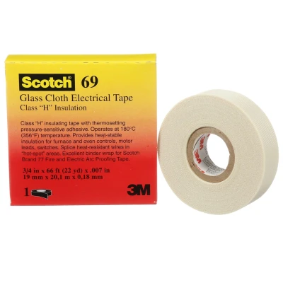 Image of 3M Glass Cloth Electrical Tape 69, MC12, 19 mm x 33 m, 1 Roll