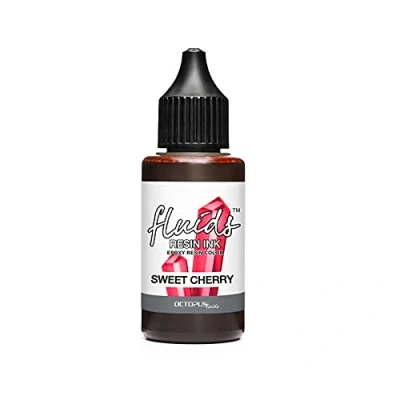 Image of Octopus Fluids resin Ink SWEET CHERRY, Alcohol for epoxy and UV Resin, colour translucent art, dye liquid, 30 ml, red