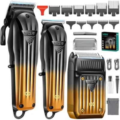 Image of VGR 644 Hair Clippers for Men Professional, Cordless Beard Trimmer &amp; Electric Razor Shavers Men, Rechargeable 3 Piece Barber Cutting Kit LED Display Men&#039;s Grooming