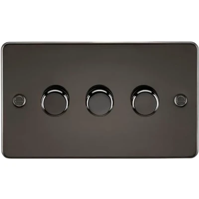 Image of KnightsBridge 3G 2 way 10 200W (5 150W LED) Intelligent Flat Plate Dimmer Gunmetal