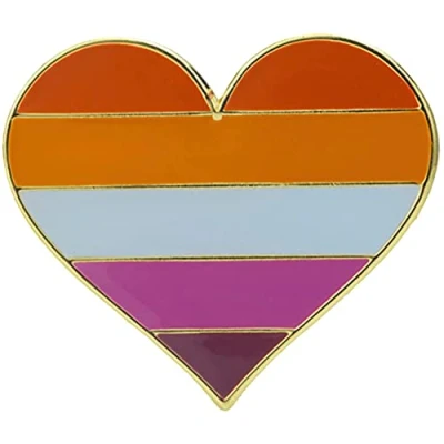 Image of Lesbian Sunset Heart Love Flag Rainbow LGBT Sexuality Festival Enamel Pin Badge