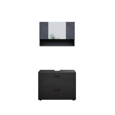 Image of Vicco Bathroom furniture set Irma, Anthracite high gloss, 2 parts, base cabinet 80 cm