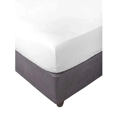Image of Miracle Home. Fitted Sheet, Elastic, Soft, Comfortable, Anti Pilling. Cotton 50% Polyester. White. 135 x 200 cm