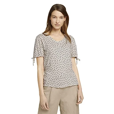 Image of TOM TAILOR Ladie&#039;s 1025841 Patterned T Shirt, 26896 Beige Geometrical Design, M