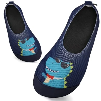 Image of Kids Swim Water Shoes for Girls Toddlers Baby Aqua Socks Quick Dry Pool Beach Barefoot Children（Dinosaur DarkBlue 34/35
