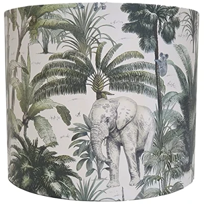 Image of Jungle Animals Lampshade Ceiling Light Shade Tropical Elephant Safari Giraffe Bedroom Nursery Accessories