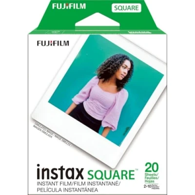 Image of Fujifilm Instax Square Twin Pack Film 20 Exposures Earplug, 5 cm, Black