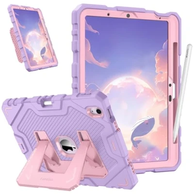 Image of Fintie Case for iPad Air 11 inch (2024) M2, 5th Generation (2022) / 4th Gen (2022), Fully Body Rugged Heavy Duty Shockproof Protective with Built in Stand Kids, Purple