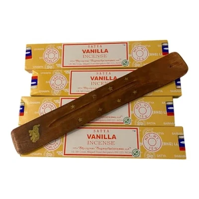 Image of VIE Satya Incense Sticks, 4 Packs x 15g, with Holder, Vanilla