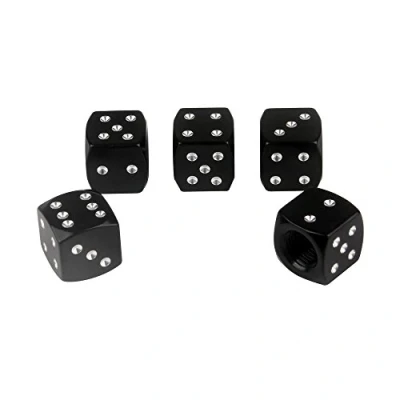 Image of SENZEAL 5x Dice Dust Caps for Car Tyres Aluminum Motorbike Wheel Bicycle Valve Covers Black