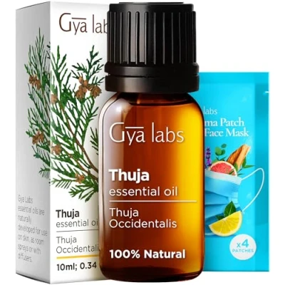 Image of Gya Labs Thuja Essential Oil for Skin Diffusers Hair, Aromatherapy, Candle &amp; Soap Woody, Camphorous Cleansing Scent 100% Natural (10ml)
