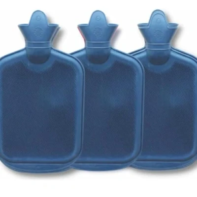 Image of Marco Paul Blue Hot Water Bottle 1.8 Litre Large Bag for Adults UK Ribbed Rubber Pack of 3 Back Pain Relief Gift