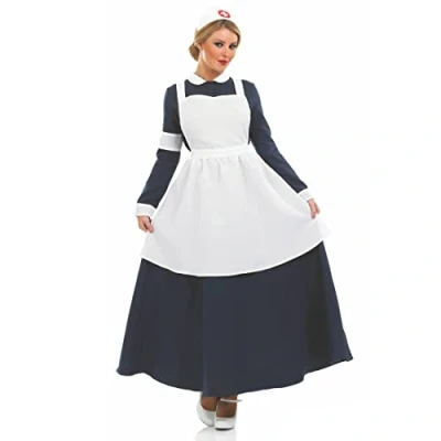 Image of Fun Shack Florence Nightingale Costume Adult, Nurse Fancy Dress, Victorian Outfits for Women, Womens Halloween Small
