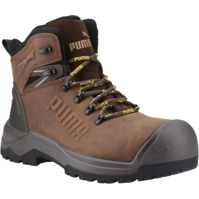Image of PUMA Mens Iron HD Brown Mid Heavy Duty Oiled Leather Composite Work Safety Boots (Brown, UK Footwear Size System, Adult, Men, Numeric, Medium, 7)