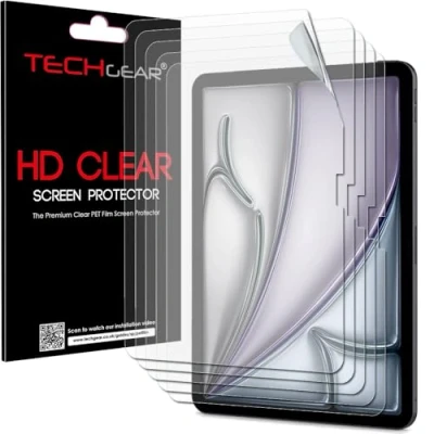 Image of TECHGEAR [5 Pack] Screen Protectors for Apple iPad Air 11 Inch (M2) 2024, 6th Generation [New EASY FIT] HD CLEAR Edition Protector Guard Covers