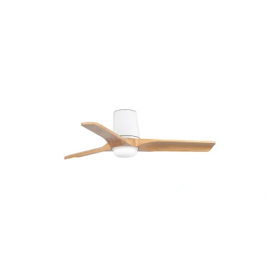 Image of Heywood Tub Small 3 Blade Ceiling Fan Matt White, Pine with Light 2700 4000 6000K Tuya Smart System